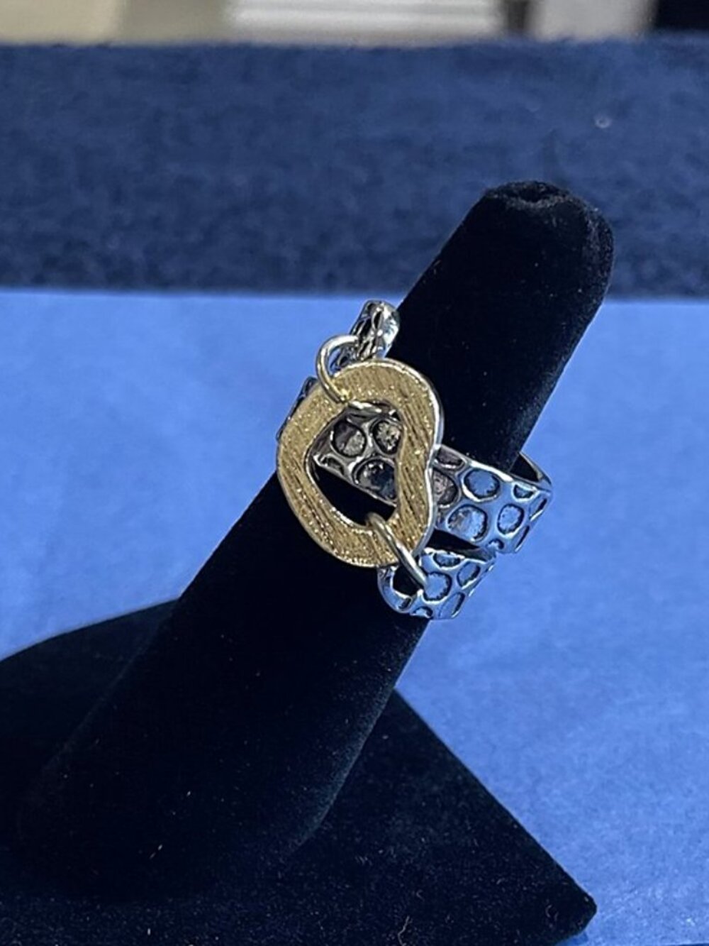 Two-Tone Floating Heart Ring | Distressed Mixed Metal Grunge